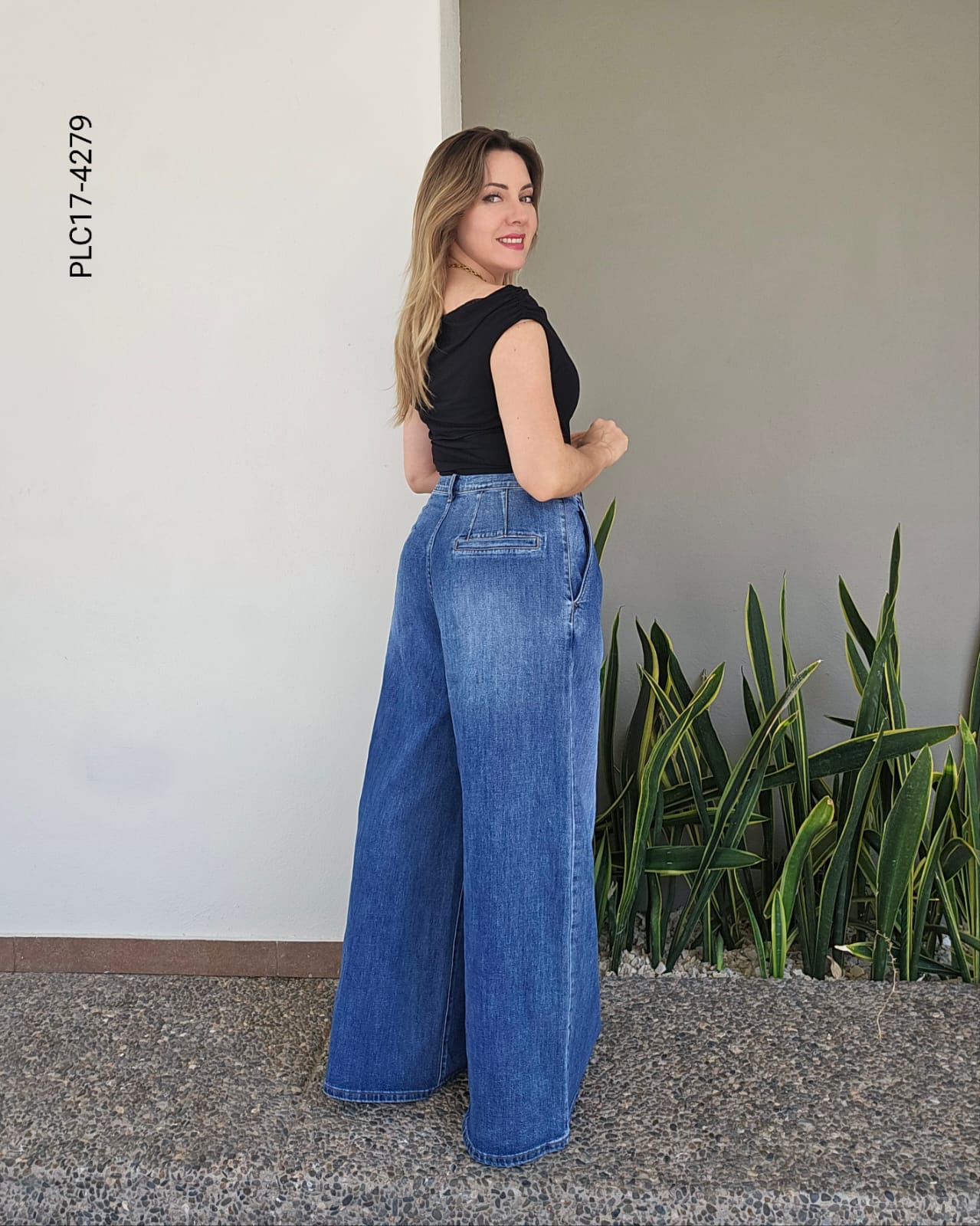 Pantalón wide leg corte alto Q 4279