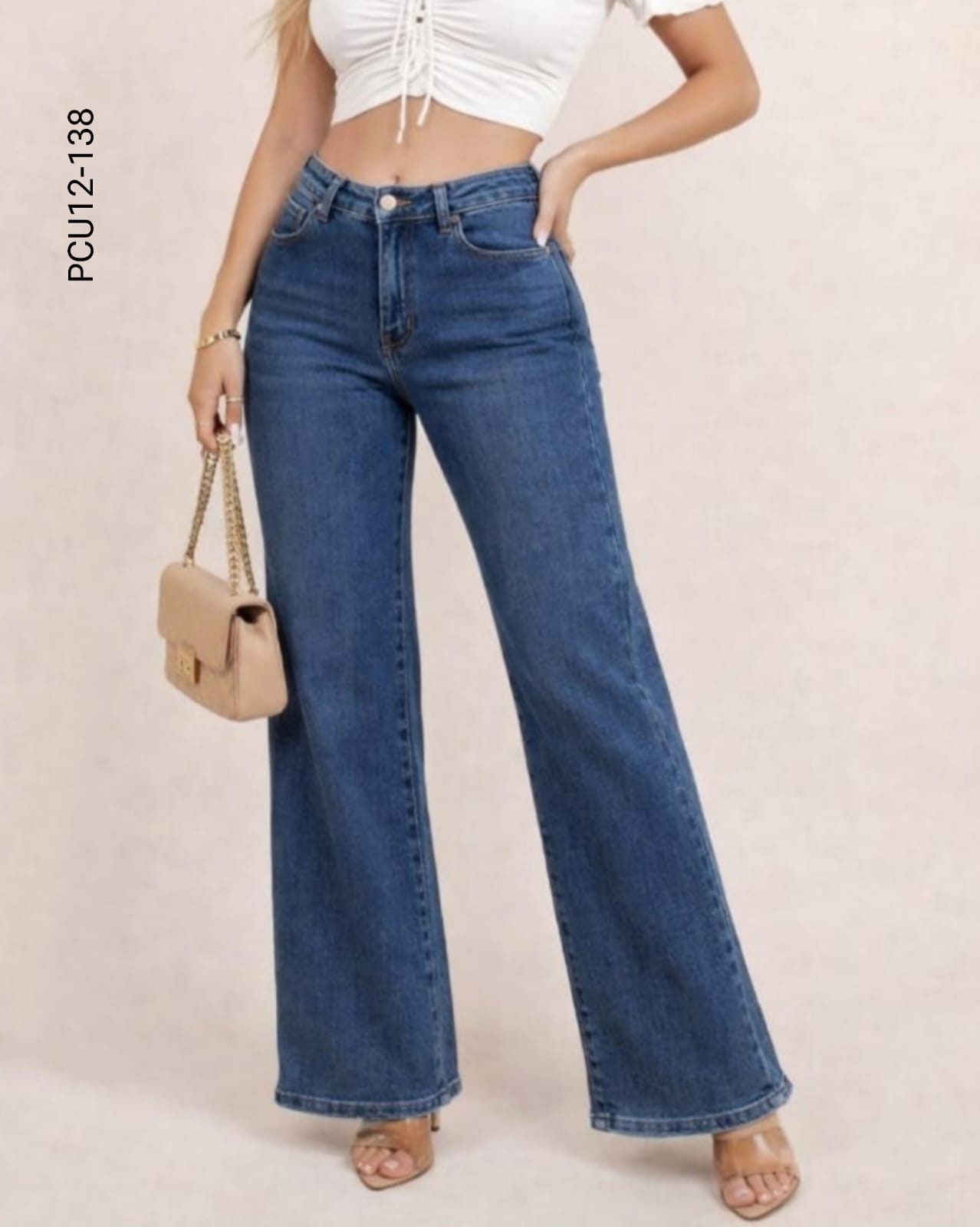 Pantalón corte wide leg tiro alto L 138
