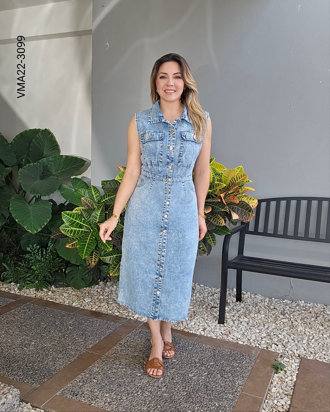 Vestido camisero en mezclilla azul camisero V 3099