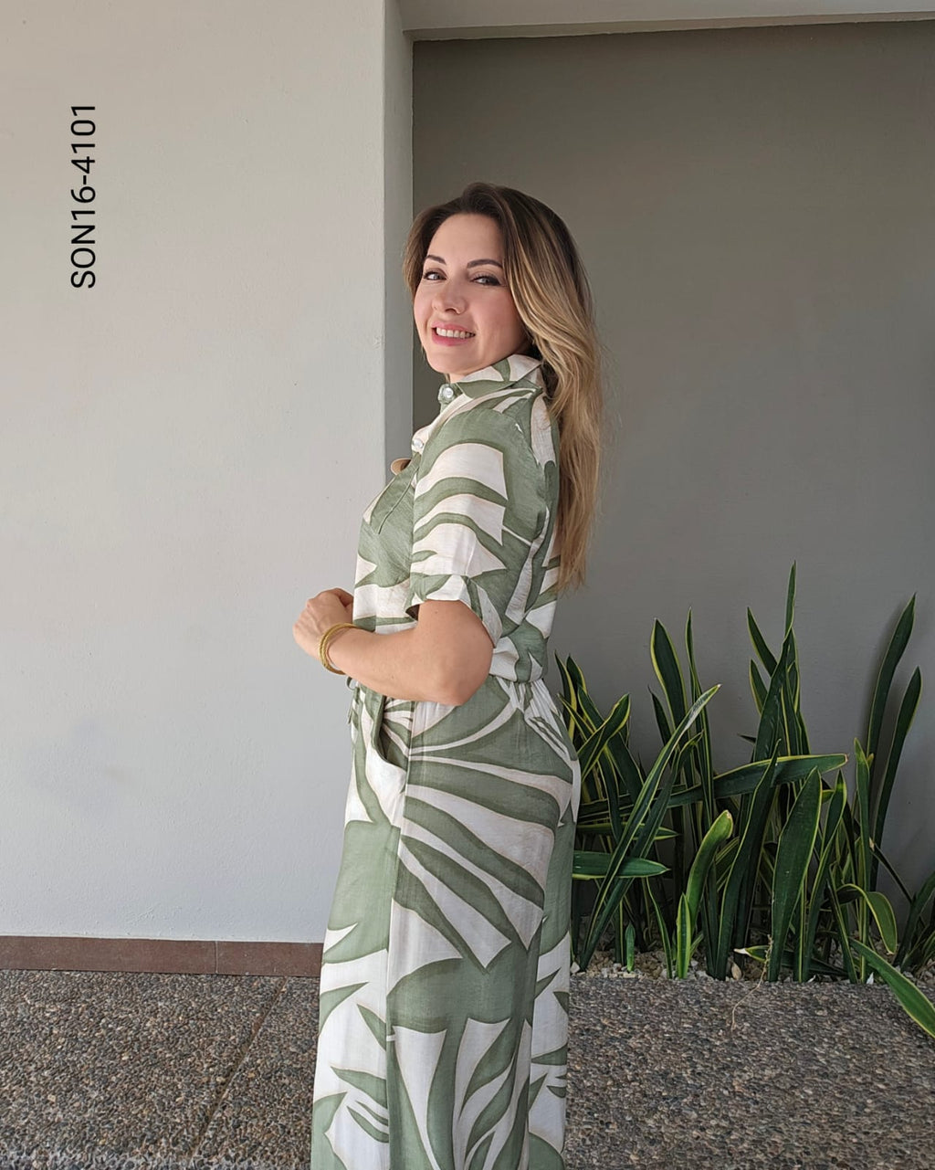 Set de blusa camisera y pantalón cintura elastica P 4101