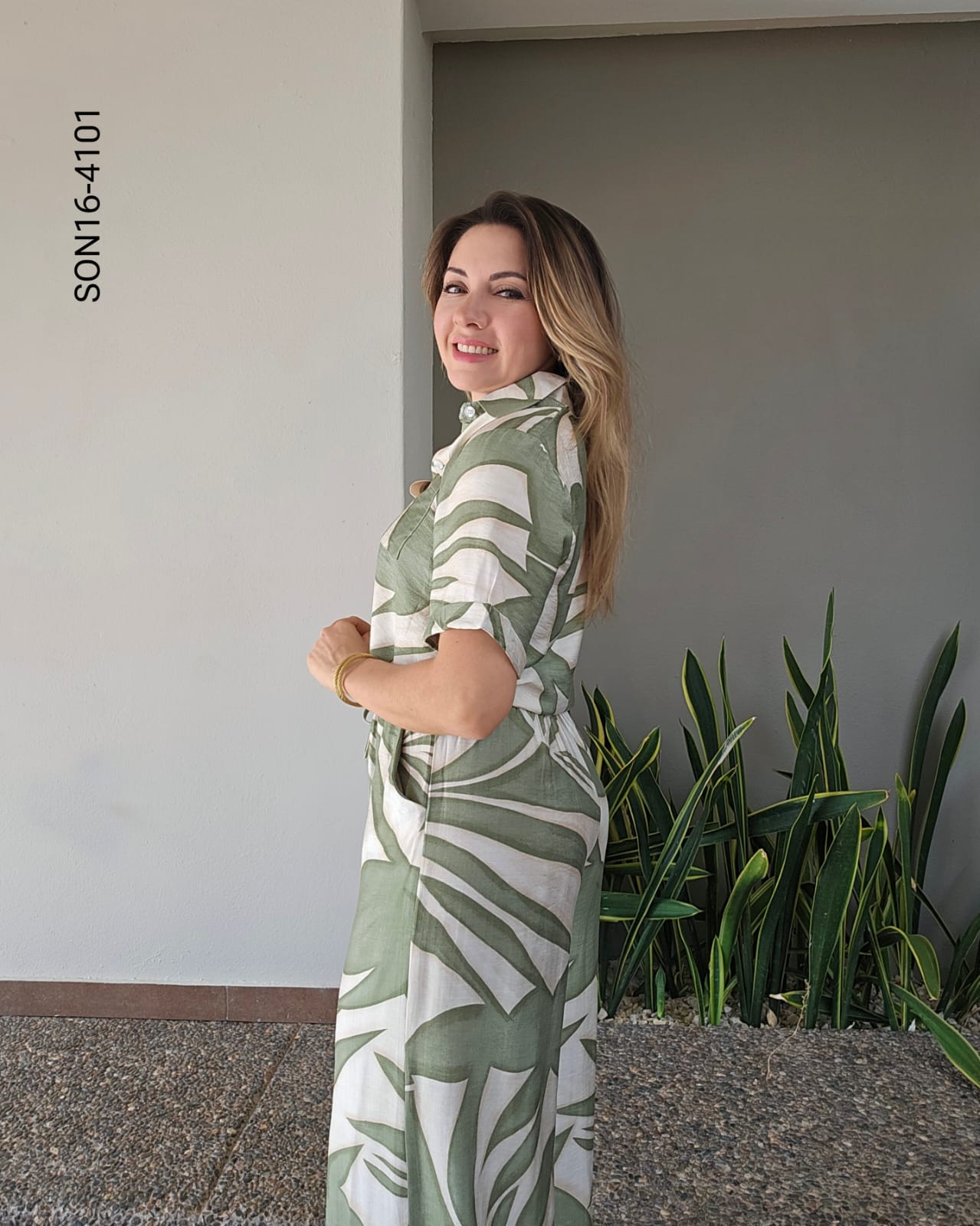 Set de blusa camisera y pantalón cintura elastica P 4101