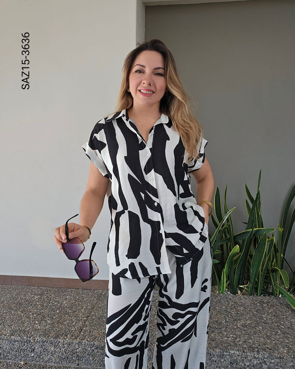 Set de blusa y pantalón wide leg O 3636