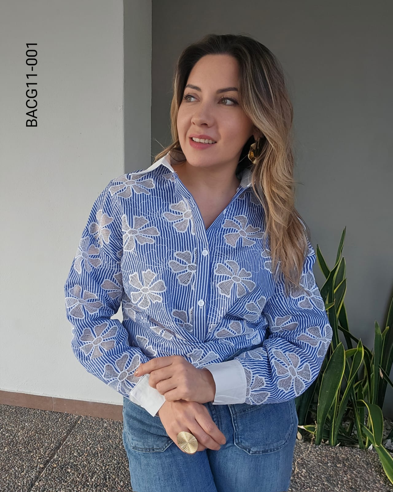 Blusa manga larga rayas verticales  K 001