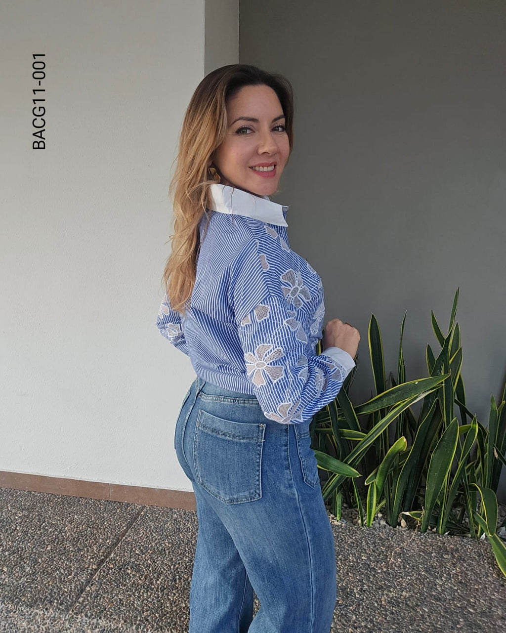 Blusa manga larga rayas verticales  K 001