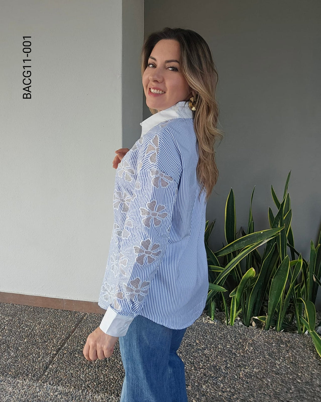 Blusa manga larga rayas verticales  K 001