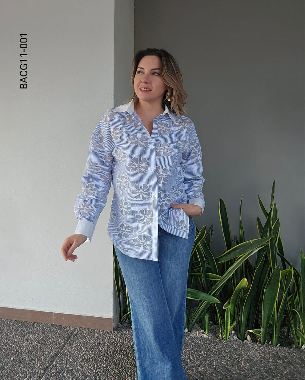 Blusa manga larga rayas verticales  K 001