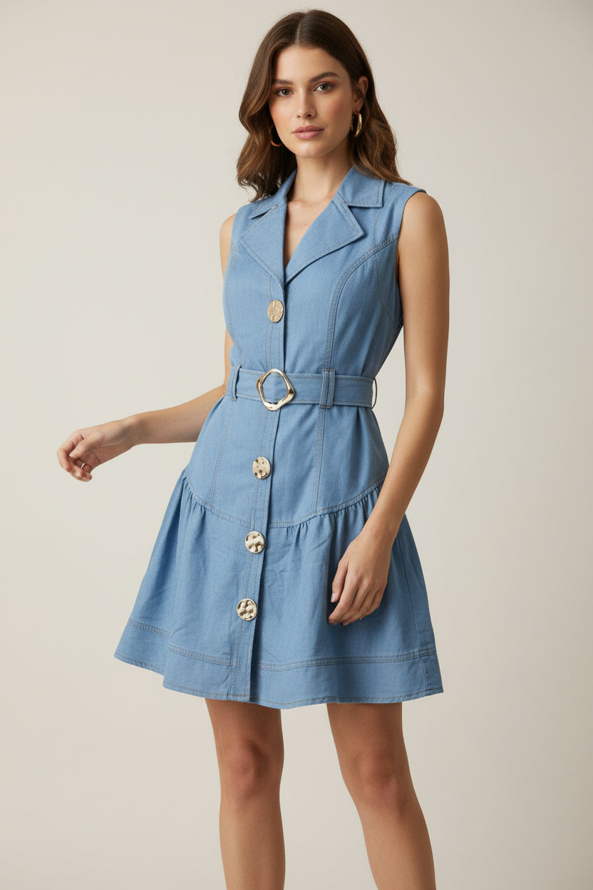 Vestido de mezclilla botones dorados  P 1376