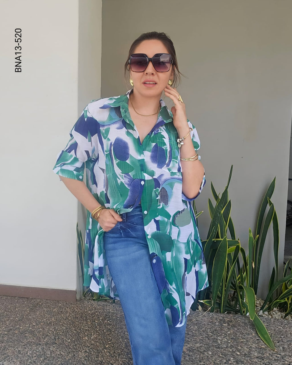 Blusa oversized estampado abstracto M 520