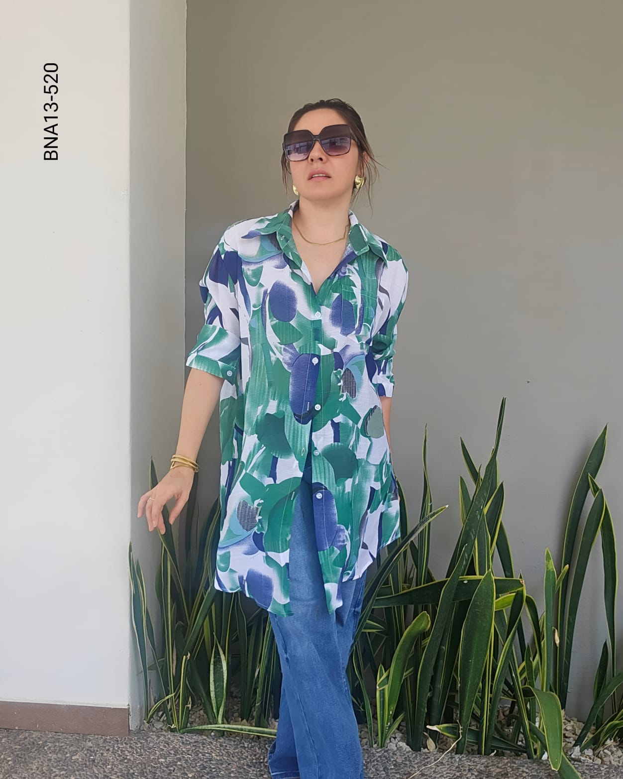 Blusa oversized estampado abstracto M 520