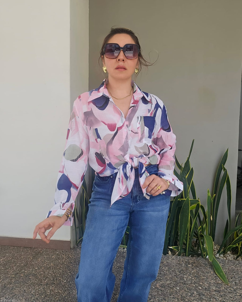 Blusa oversized estampado abstracto M 520
