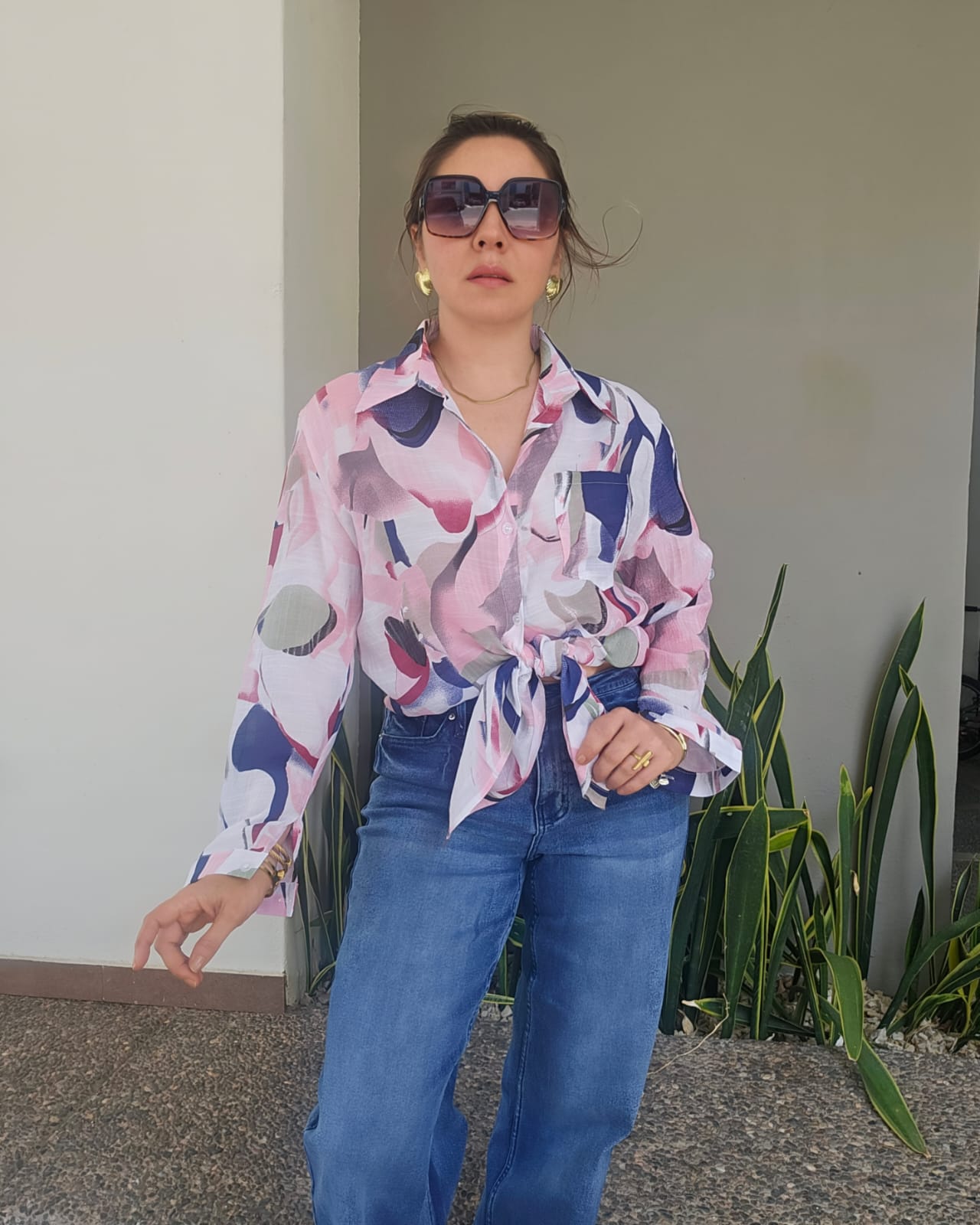 Blusa oversized estampado abstracto M 520