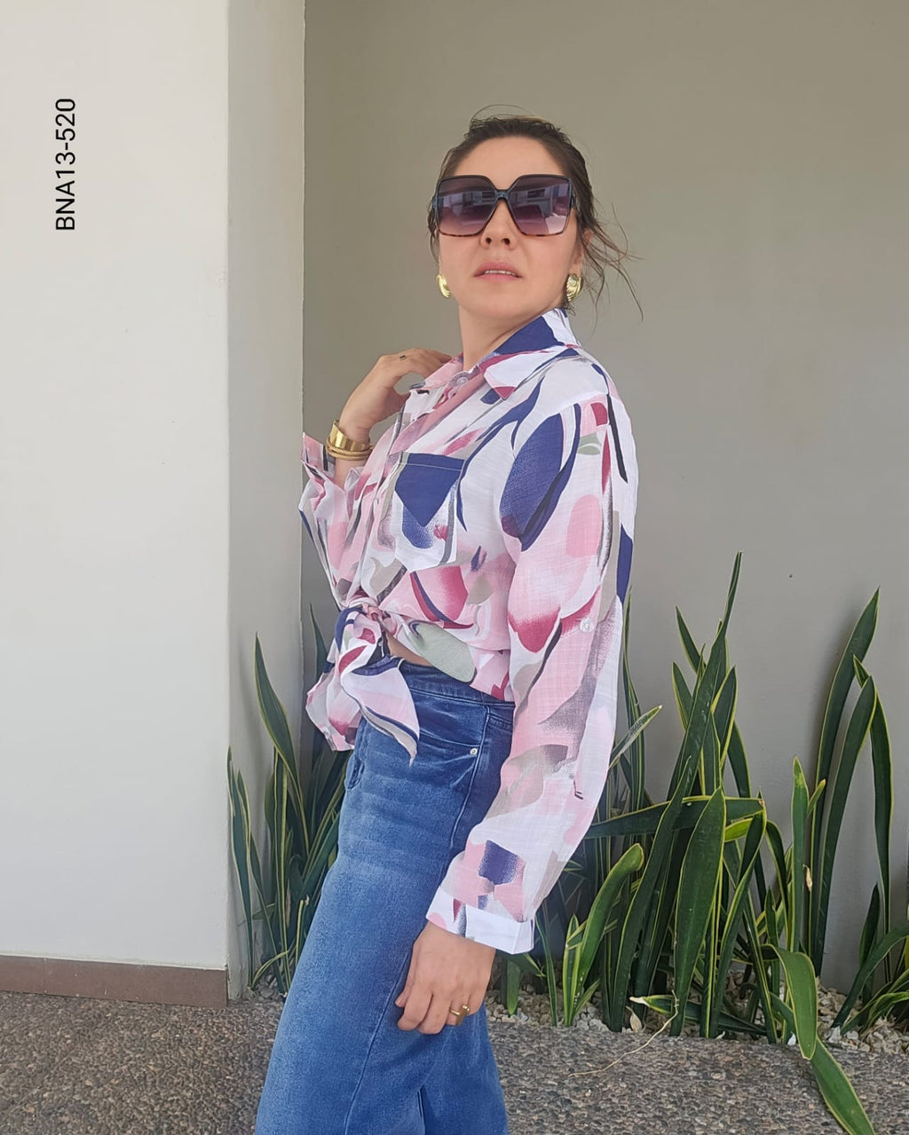 Blusa oversized estampado abstracto M 520