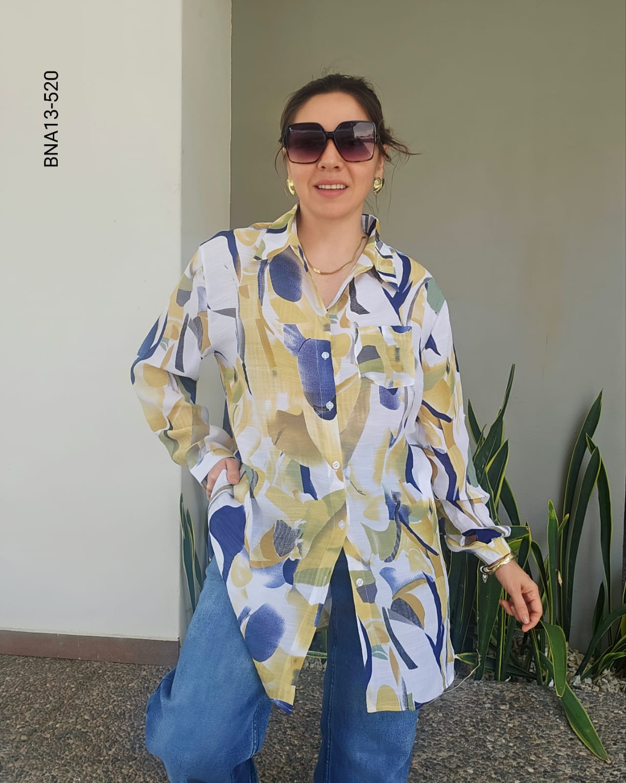 Blusa oversized estampado abstracto M 520