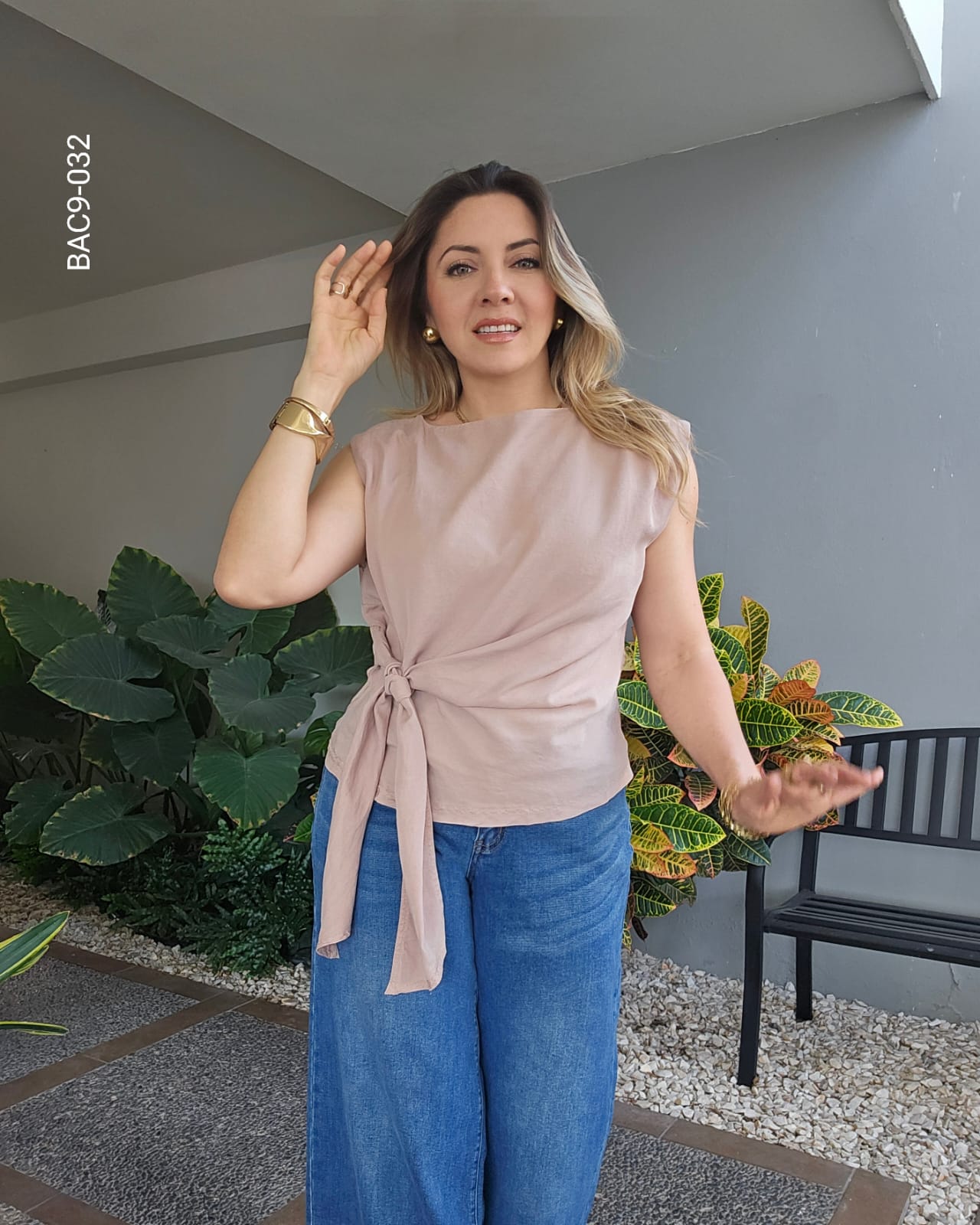 Blusa drapeada con lazo lateral I 032