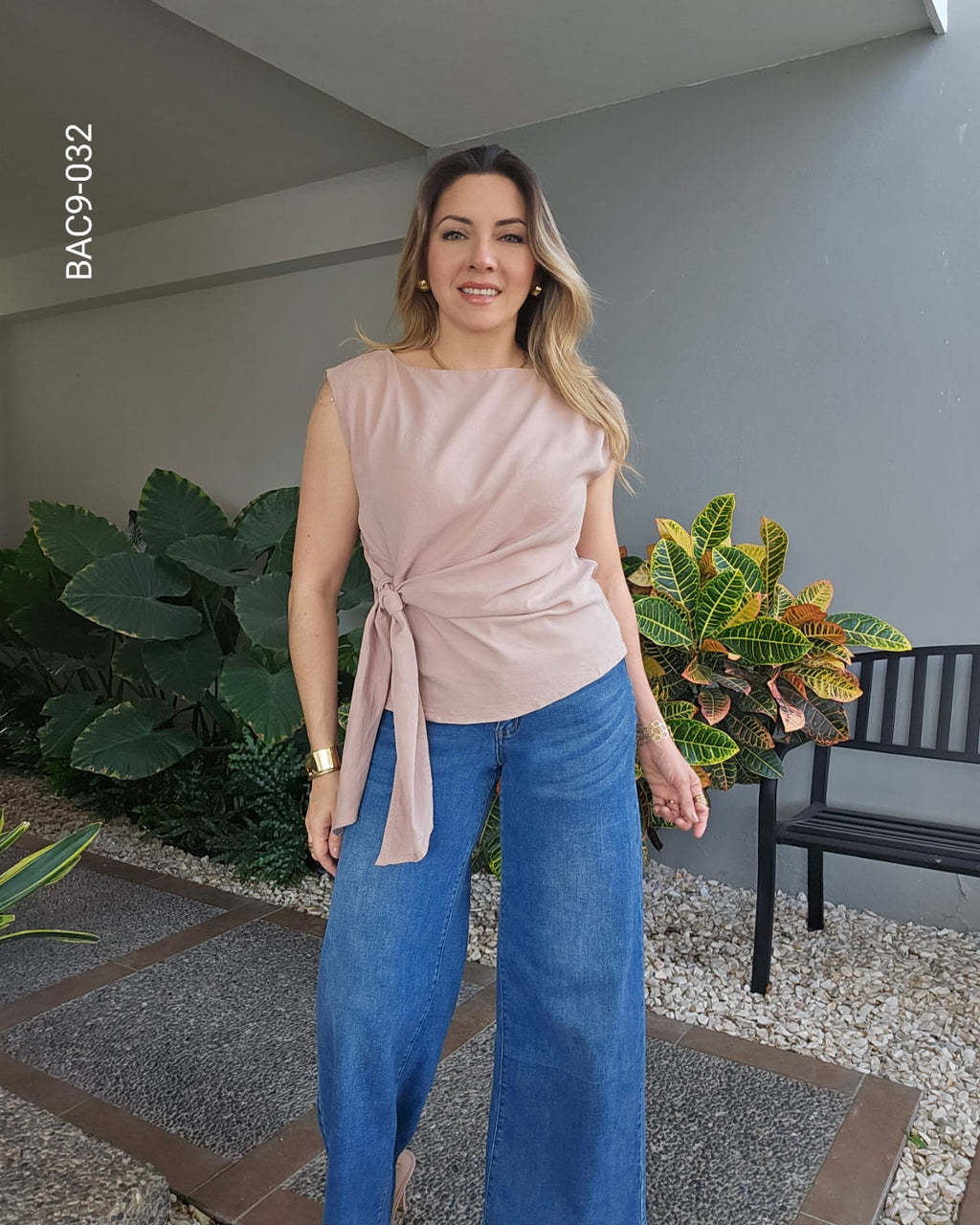 Blusa drapeada con lazo lateral I 032
