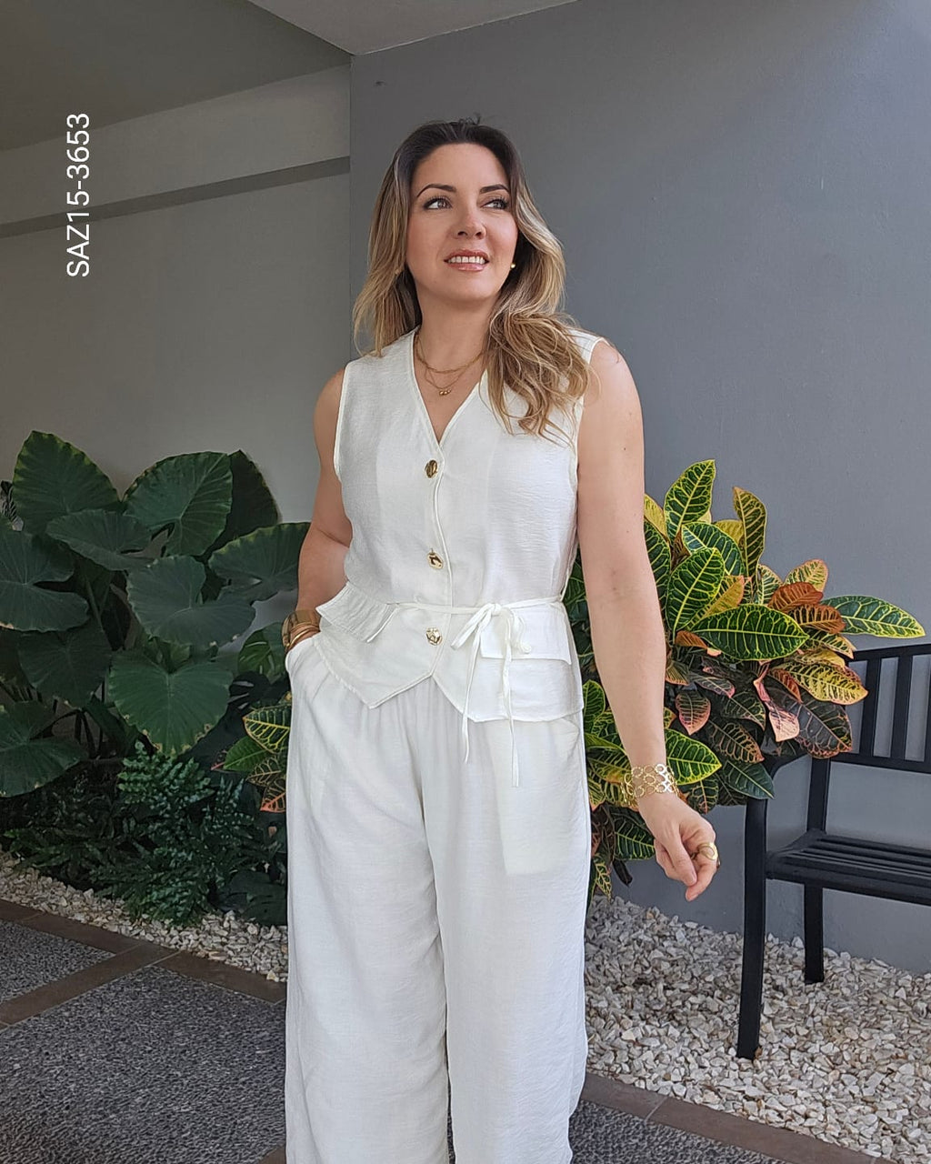 Set de chaleco botones frontales y pantalón O 3653