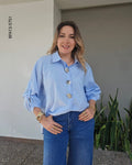 Blusa oversize con botones plateados  M 5751