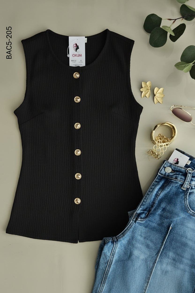 Blusa Tipo Chaleco en Punto Corrugado E 205