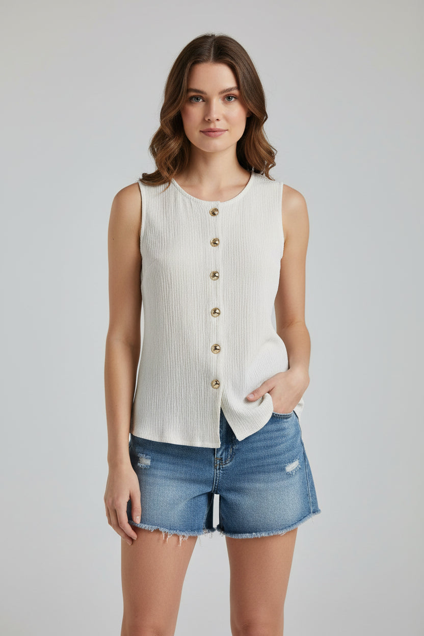Blusa Tipo Chaleco en Punto Corrugado E 205