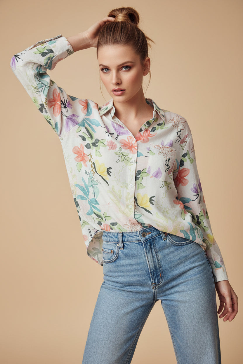 Blusa floral manga larga M 612