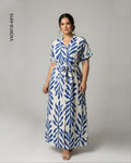 Vestido maxi tipo camisero cuello mao R 4416