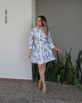 Vestido camisero corto cinto hebilla dorada U 697