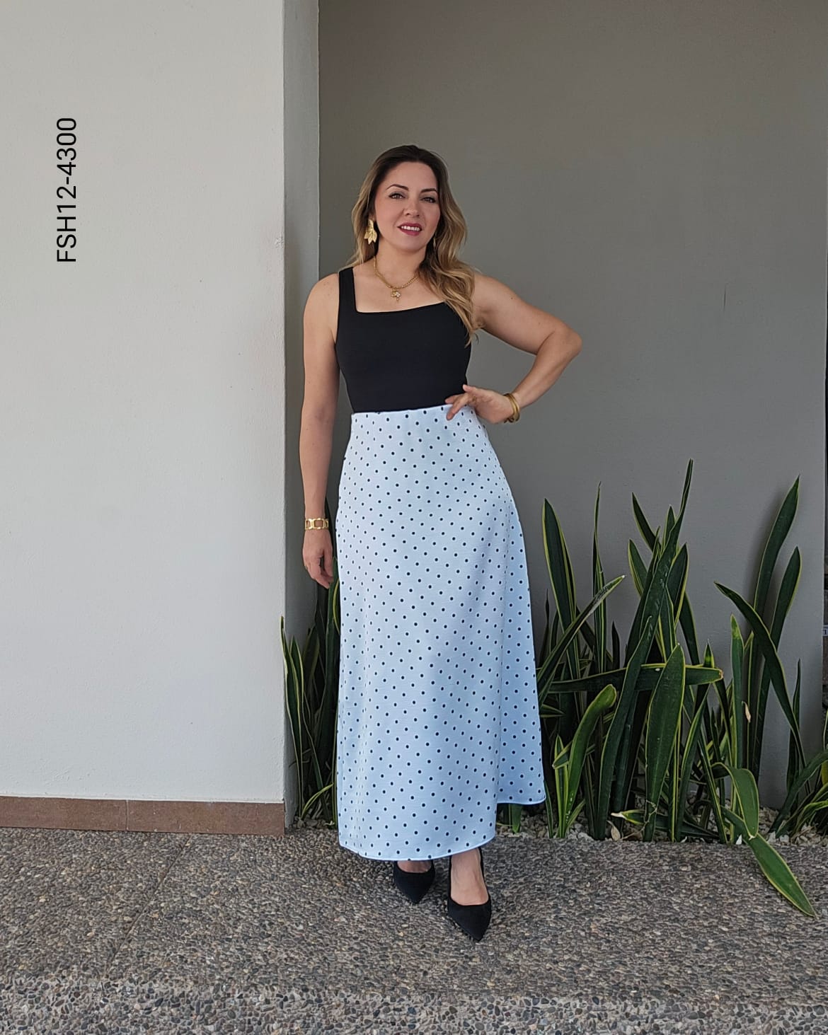 Falda maxi de lunares atemporal L 4300
