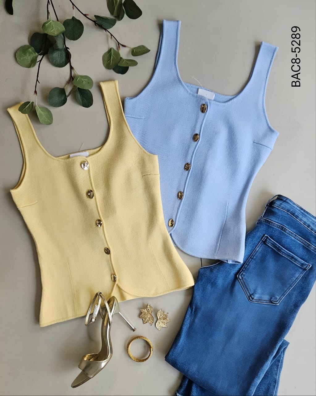 Blusa sin mangas tirantes anchos H 5289