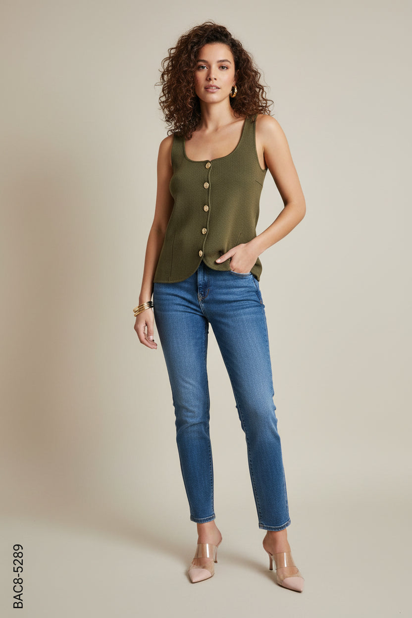 Blusa sin mangas tirantes anchos H 5289