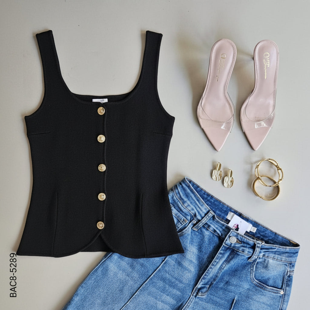 Blusa sin mangas tirantes anchos H 5289