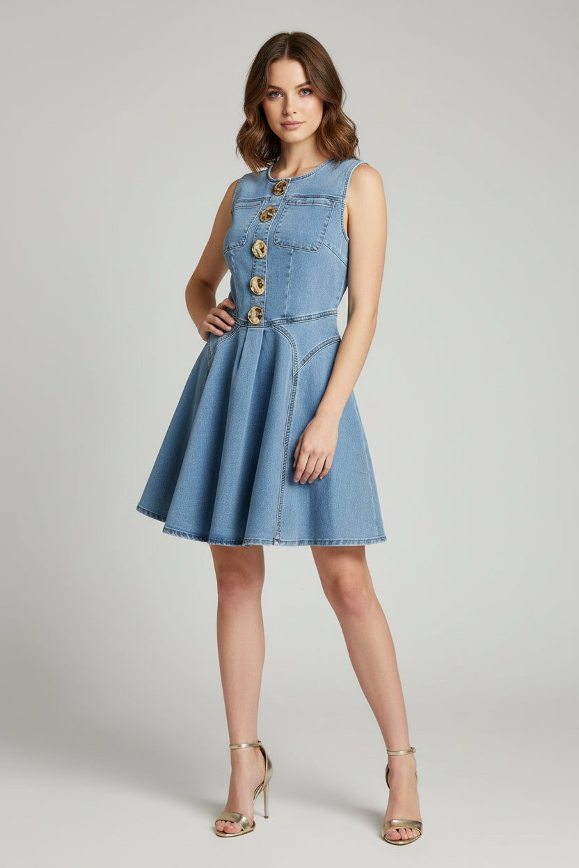 Vestido corto de mezclilla sin mangas U 530