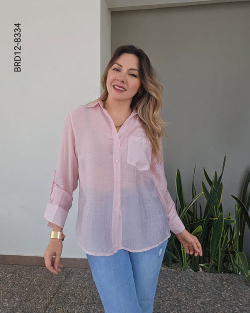 Blusa camisera semitrasparente botones  L 8334