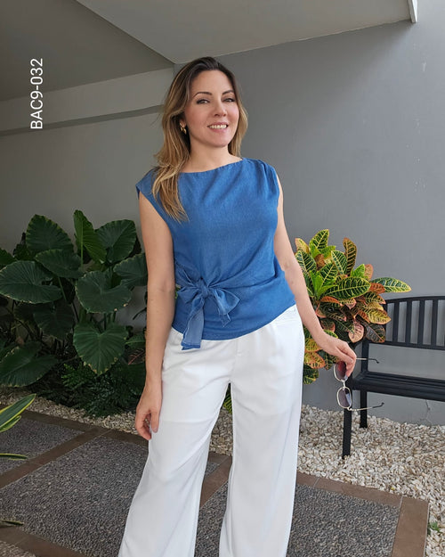 Blusa drapeada con lazo lateral I 032