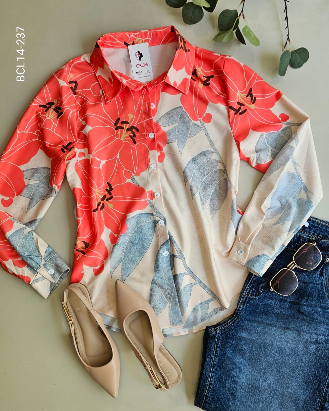 Blusa camisera corte casual estampado floral N 237