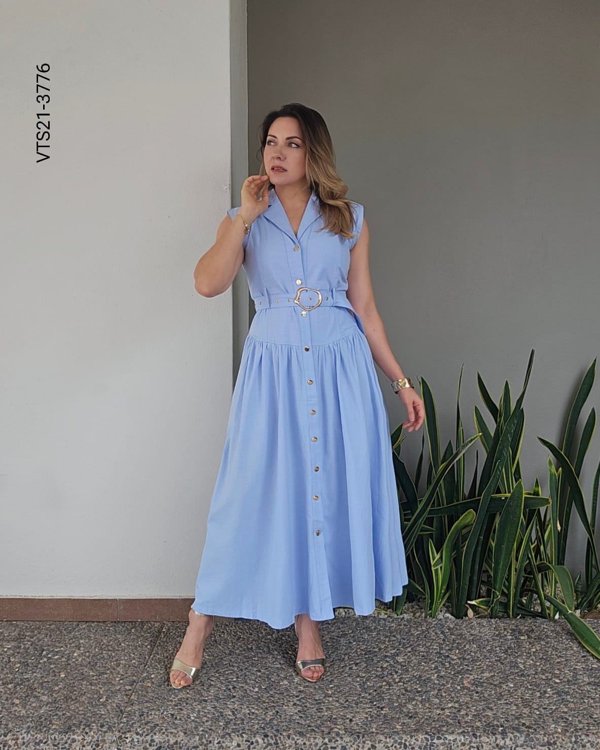 Vestido Camisero Midi con Cinturón U 3776