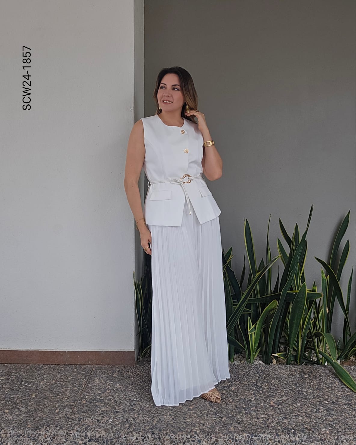 Set de chaleco y pantalon plisado Z 1847
