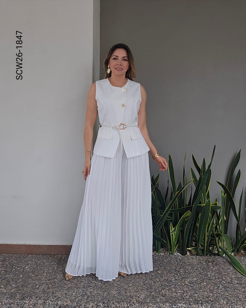 Set de chaleco y pantalon plisado Z 1847