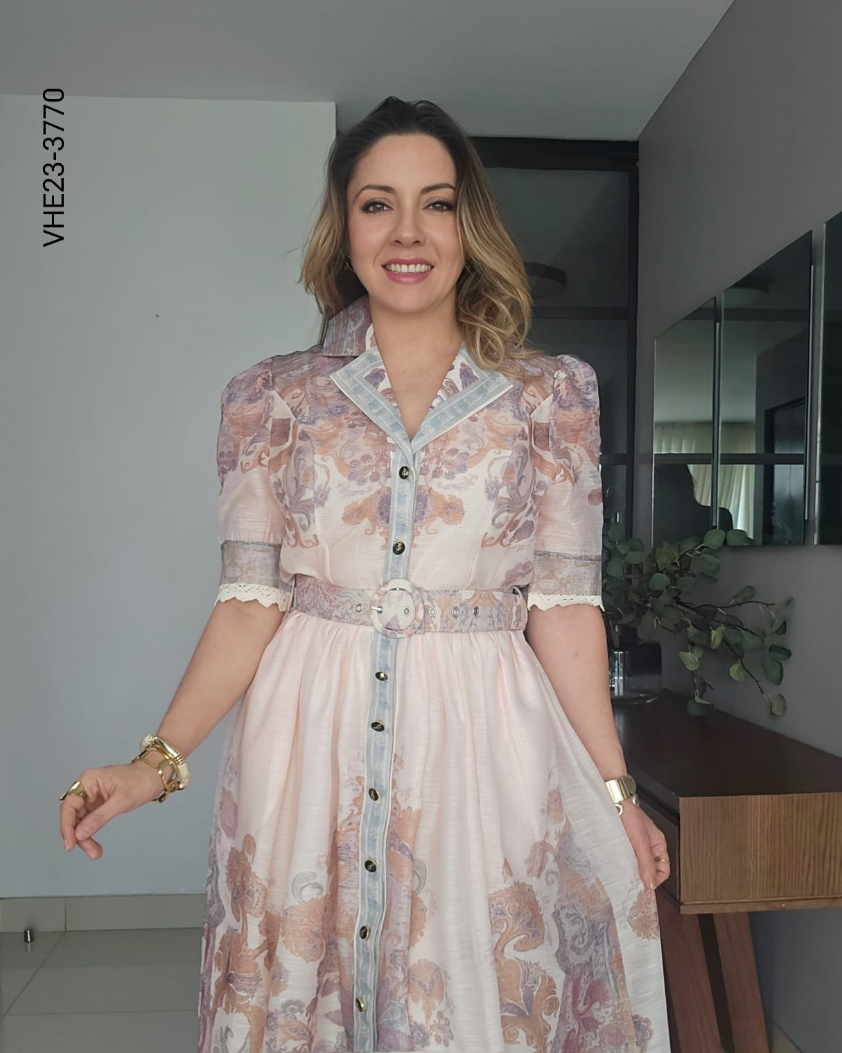 Vestido camisero midi con cinturón W 4770