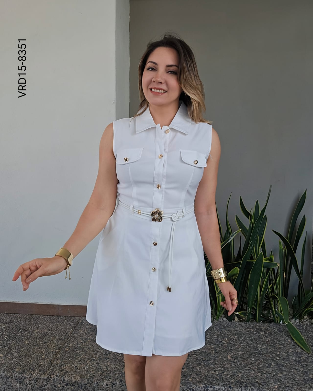 Vestido camisero corto sin mangas O 8351