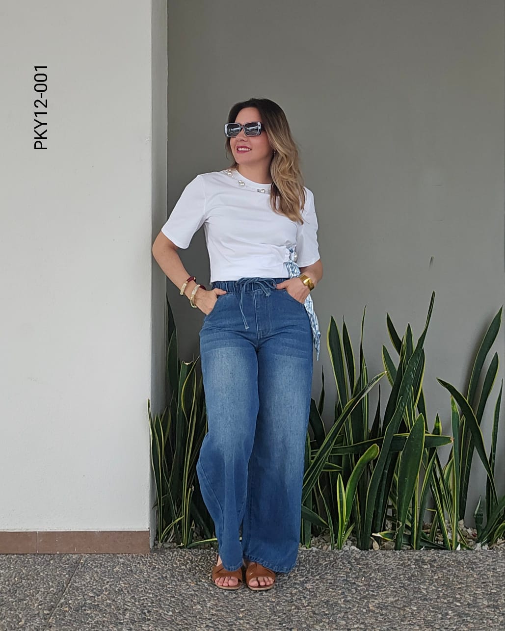 Pantalón relajado y cómodo cintura elástica L 0100