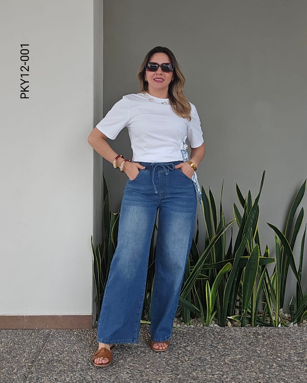 Pantalón relajado y cómodo cintura elástica L 0100