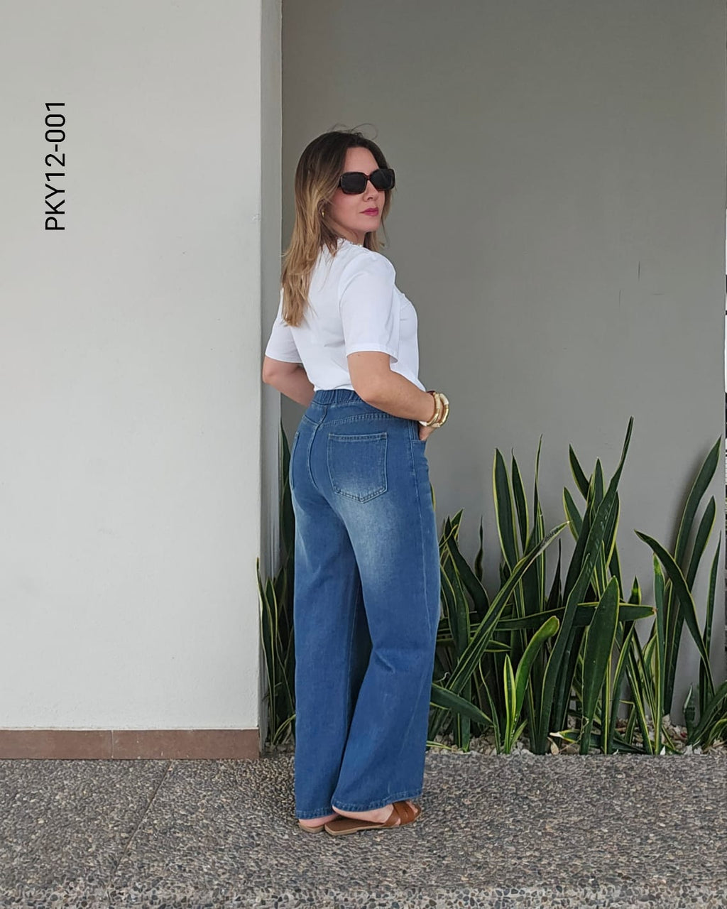 Pantalón relajado y cómodo cintura elástica L 0100