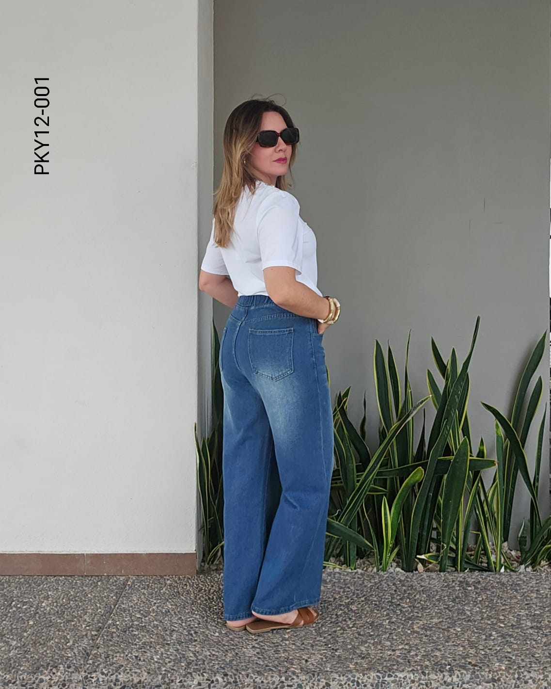 Pantalón relajado y cómodo cintura elástica L 0100