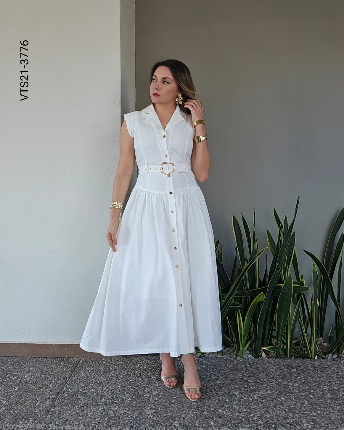 Vestido Camisero Midi con Cinturón U 3776