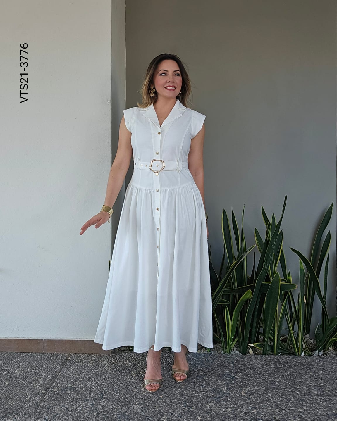 Vestido Camisero Midi con Cinturón U 3776