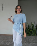 Blusa lazo lateral aplicación de perlas I 3711