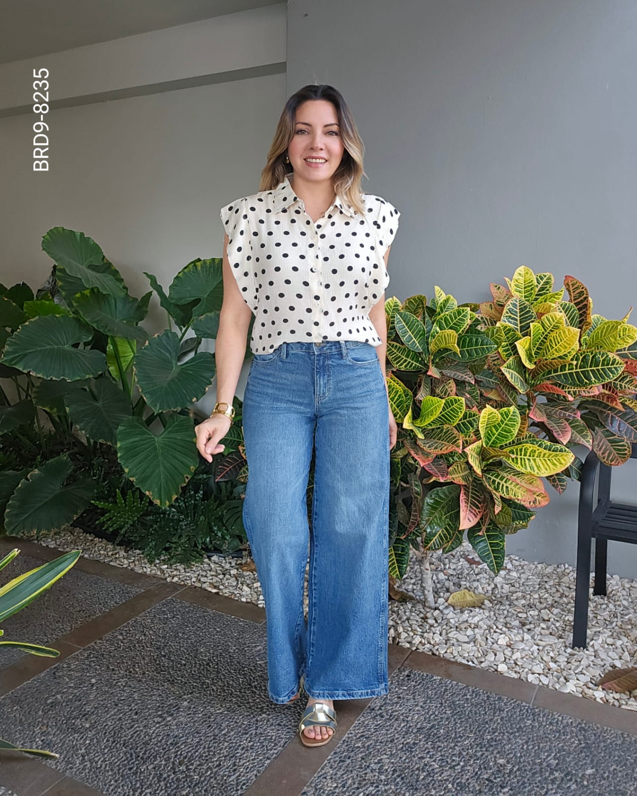 Blusa de lunares corte holgado I 8235