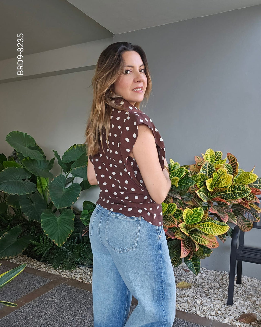 Blusa de lunares corte holgado I 8235