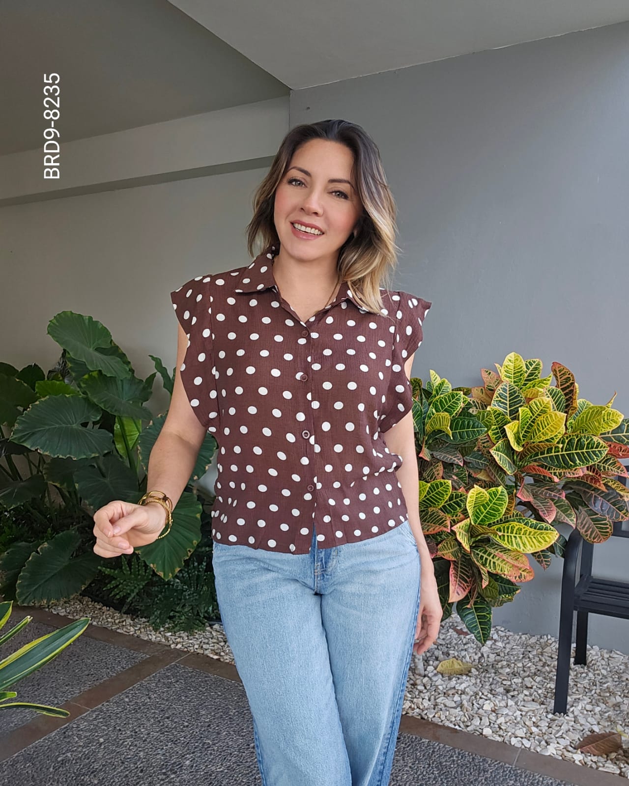 Blusa de lunares corte holgado I 8235
