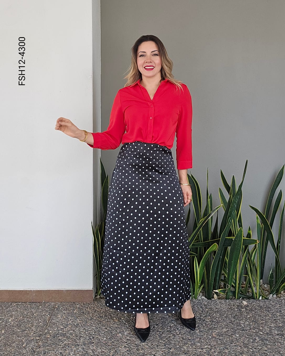 Falda maxi de lunares atemporal L 4300